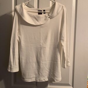 Rafaela White 3/4 Length Sleeve with Round Collar Neck Women Size Small